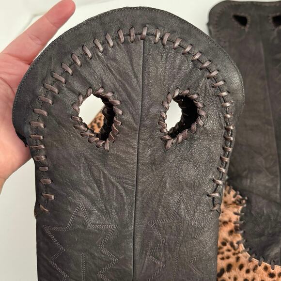 Donald J. Pliner Couture SIGNED boots leather calf hair animal print 7.5 - Picture 10 of 16